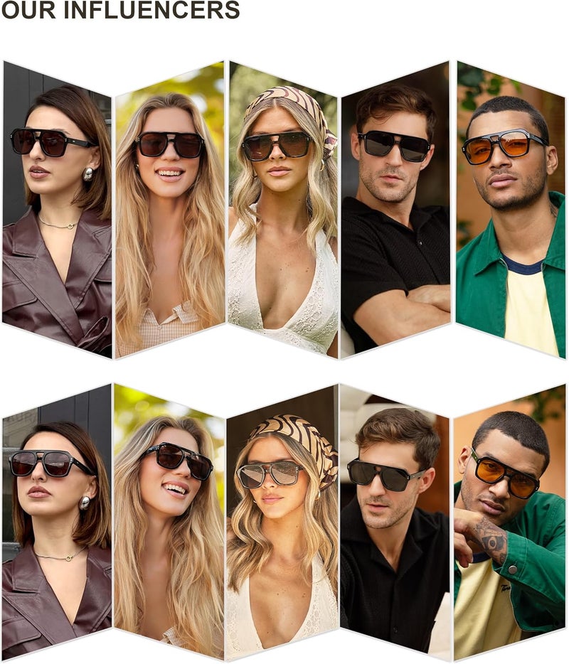 Sojos Retro Thick Polarized Aviator Sunglasses for Women Men, Large Trendy Bold Square Pilot Shades SJ2385 - Image 3